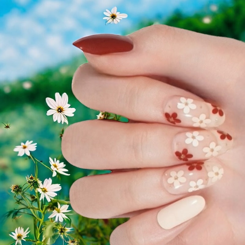 Red Velvet Daisies Semi Cured Gel Nail Wraps