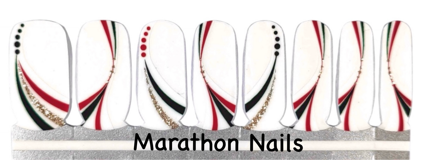 Christmas Ribbon - Partial Overlay Nail Wraps