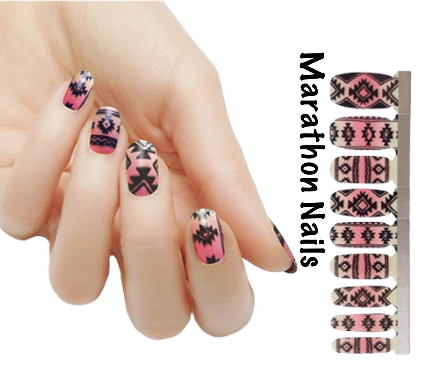 Pink Aztec Lux Nail Wraps