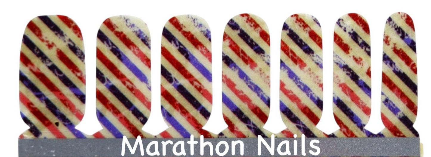 RWB Horizontal Stripes Nail Wraps