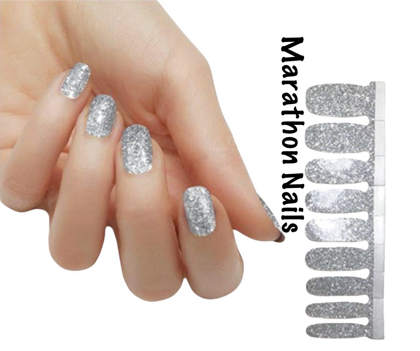 Silver Glitter Lux Nail Wraps