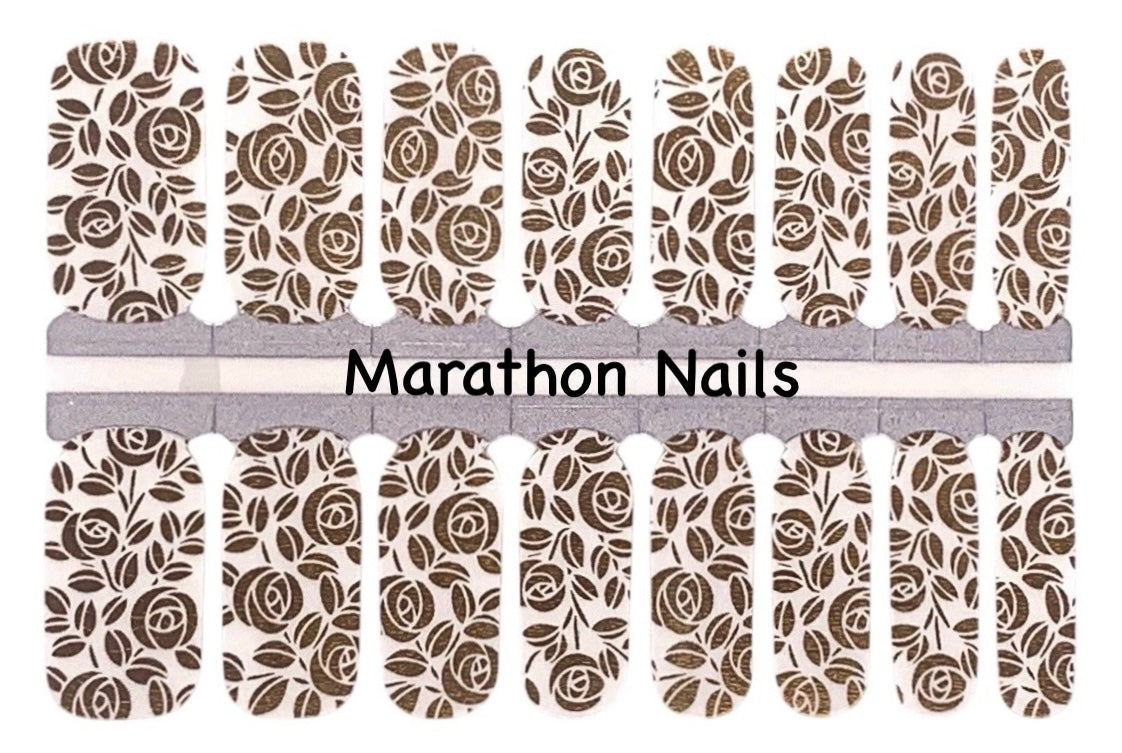 Gold Flower Overlay Nail Wraps