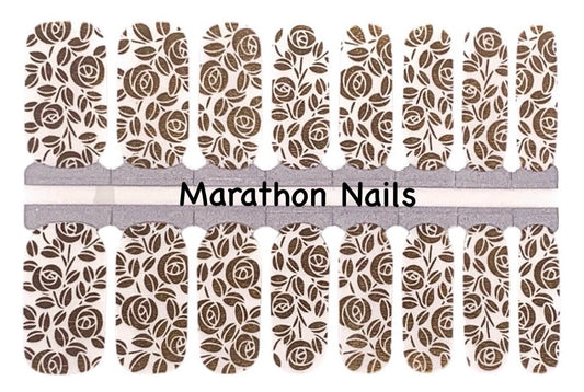 Gold Flower Overlay Nail Wraps