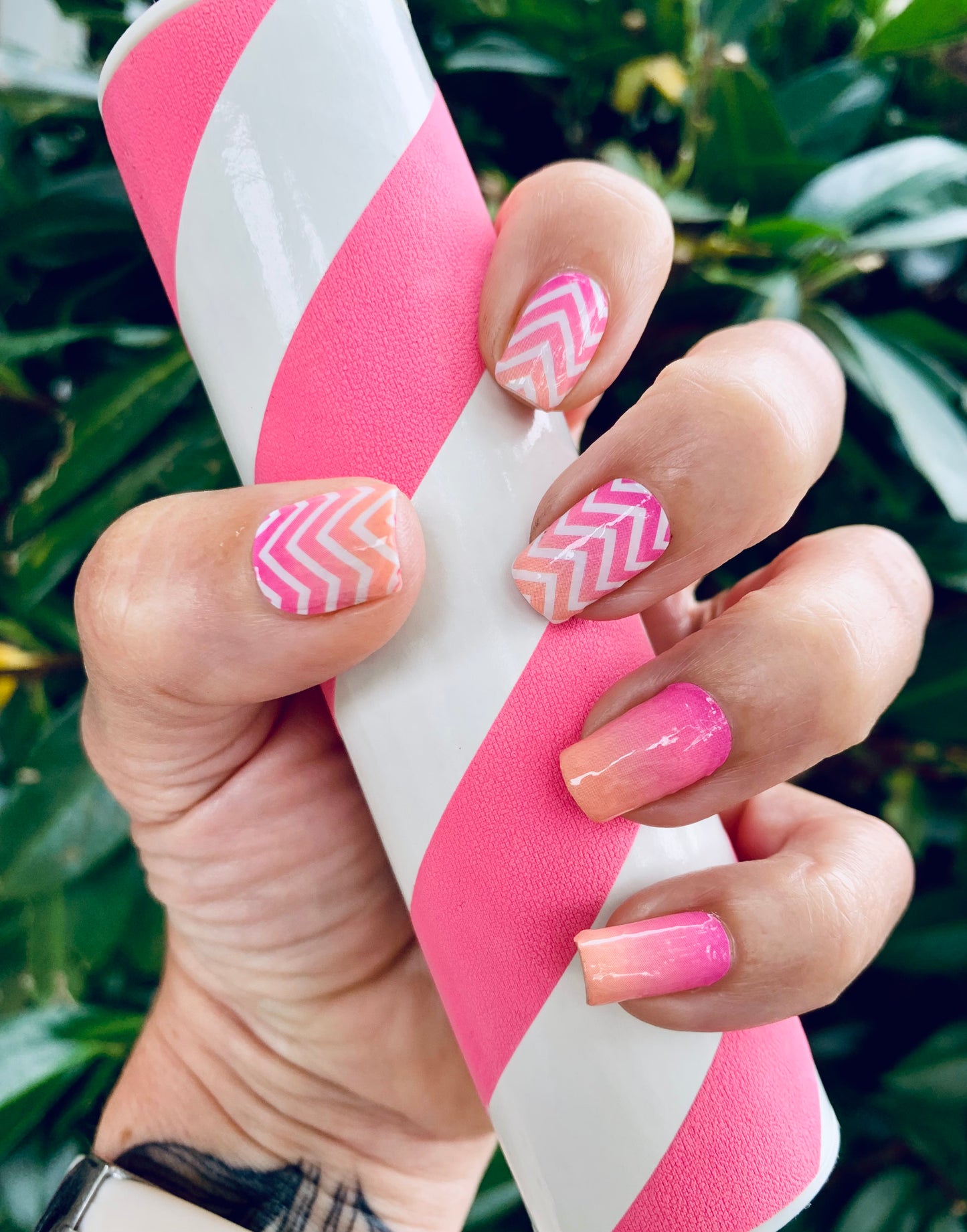 Coral Chevron Nail Wraps