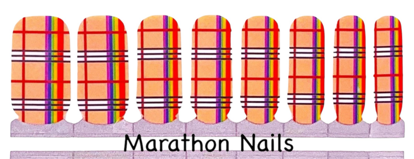 Rainbow Plaid Nail Wraps