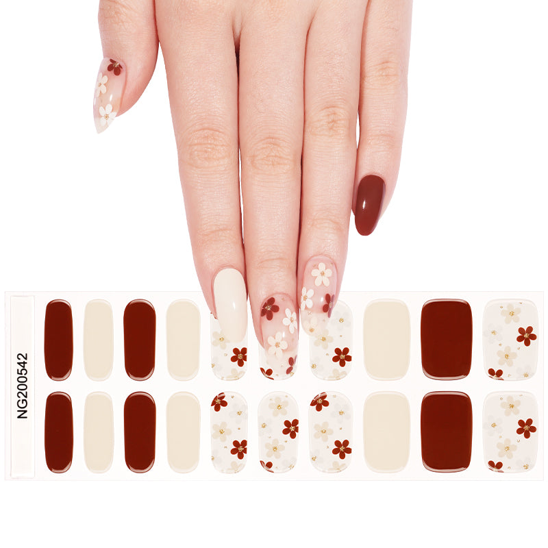 Red Velvet Daisies Semi Cured Gel Nail Wraps