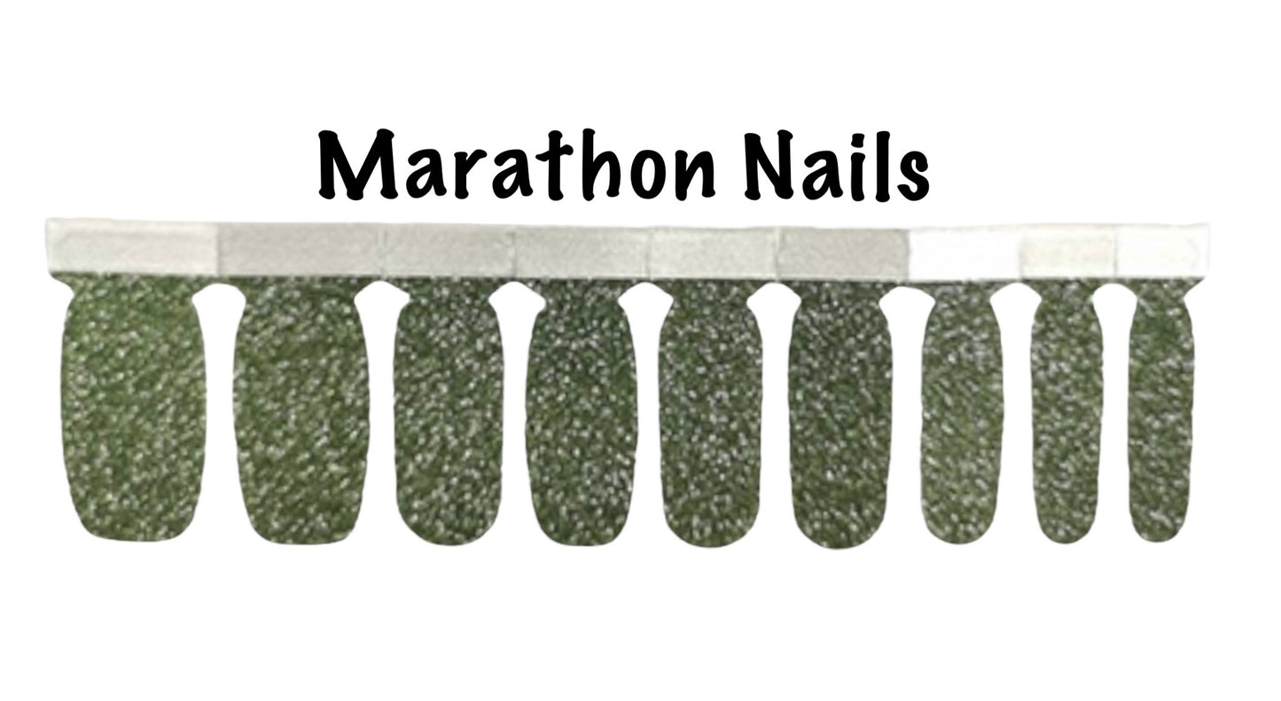 Moss Green Glitter Lux Nail Wraps
