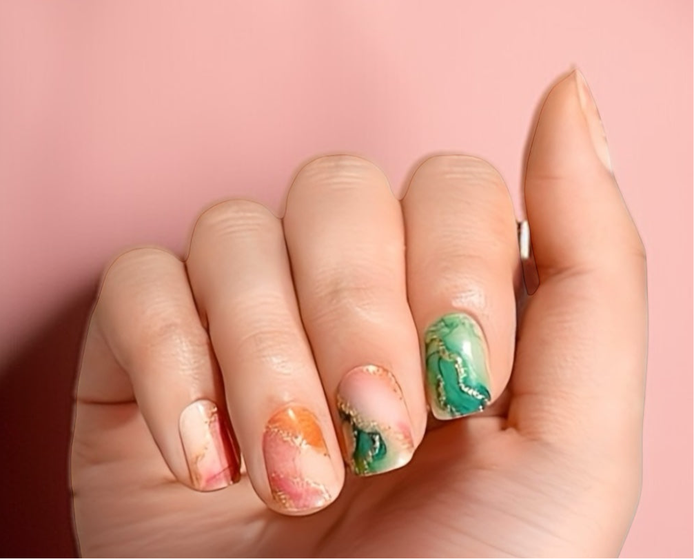 Mango Matcha Swirl Nail Wraps