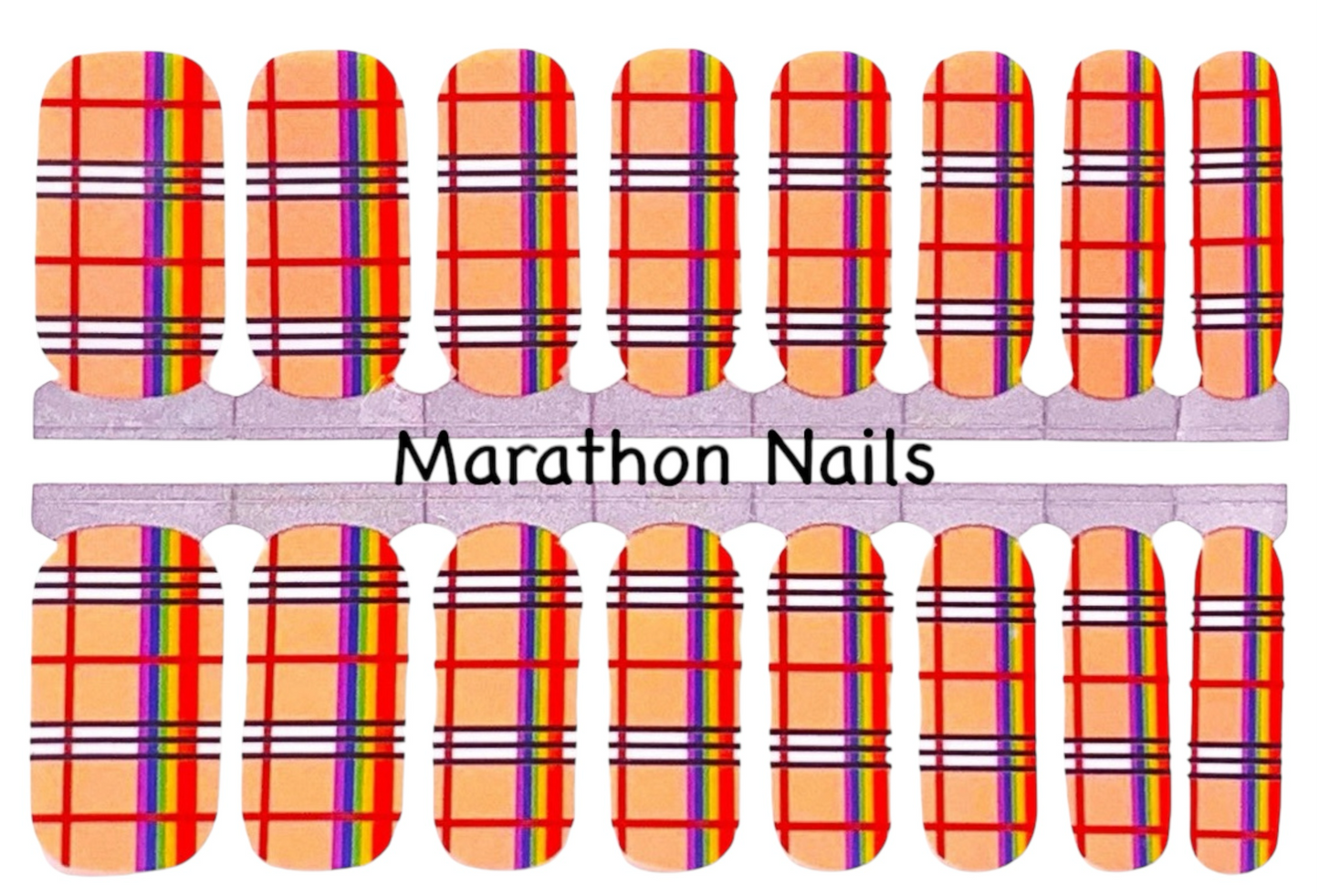 Rainbow Plaid Nail Wraps