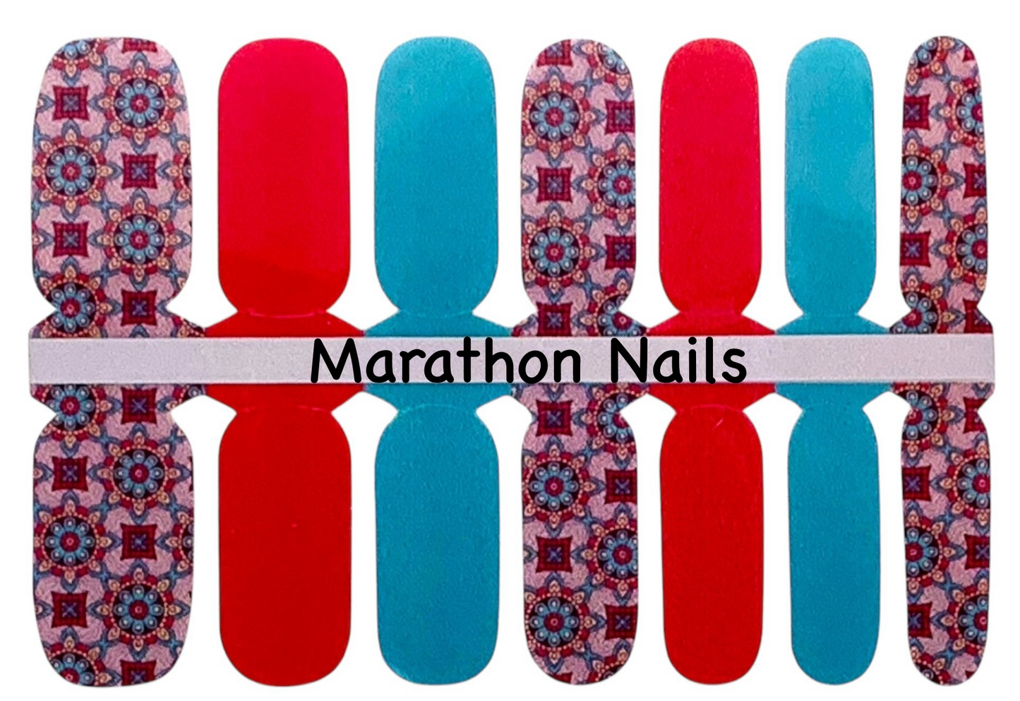 Pink N Teal Flowers Nail Wraps