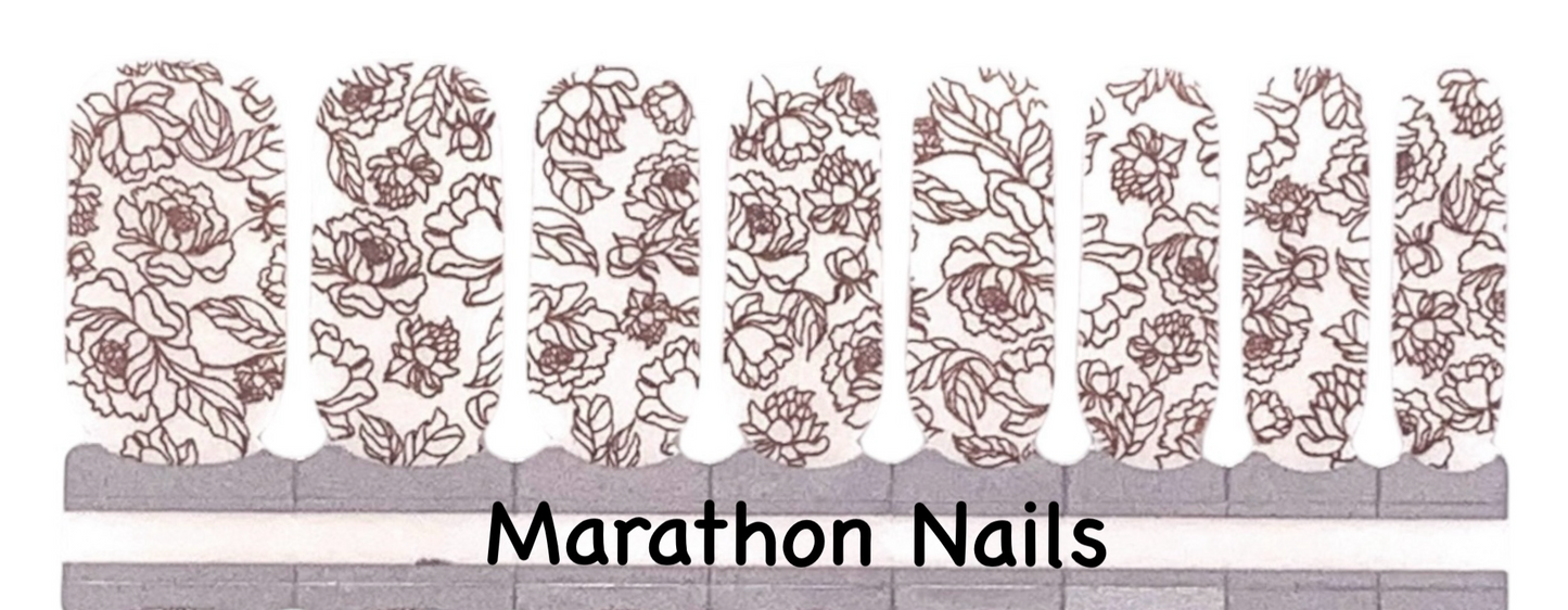 Gold Floral Overlay Nail Wraps