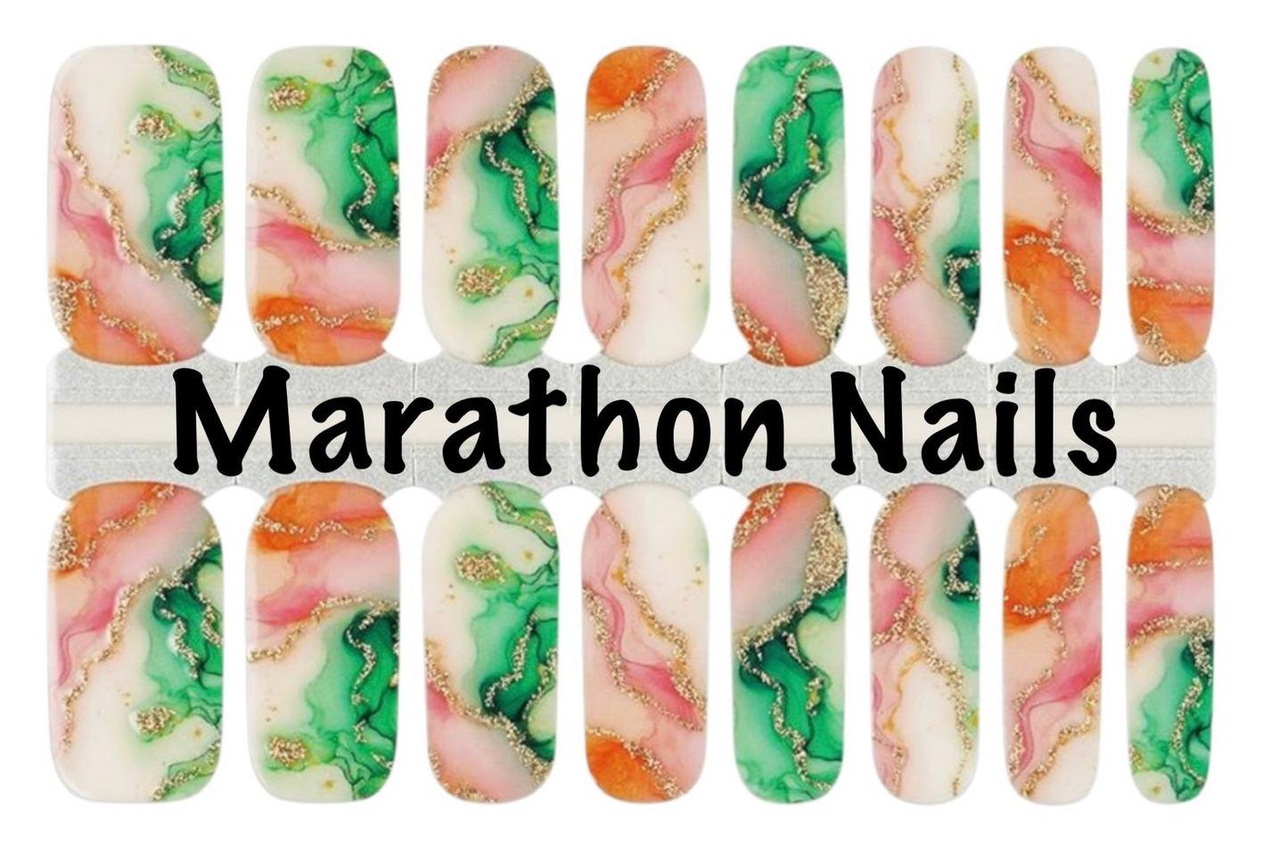 Mango Matcha Swirl Nail Wraps