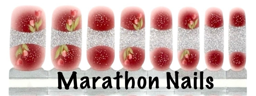 Silver Tip Pink Tulips Overlay Nail Wraps