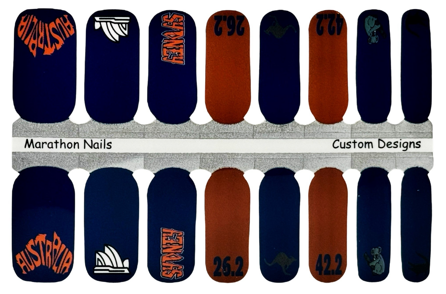 Race You To The Harbor - Syndey Marathon Race Nails - Custom Design Marathon Nails