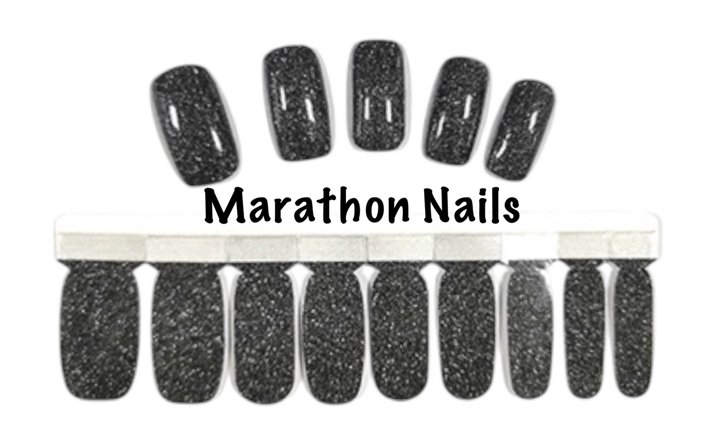 Gunmetal Grey Glitter Lux Nail Wraps