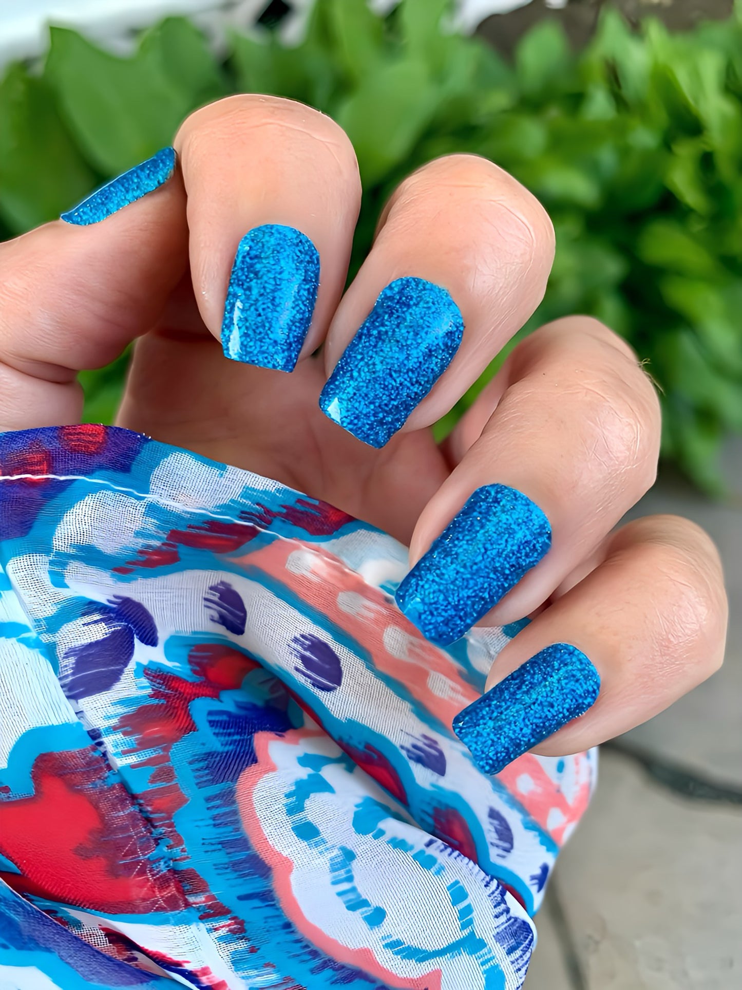 Carribean Sea Blue Glitter Nail Wraps