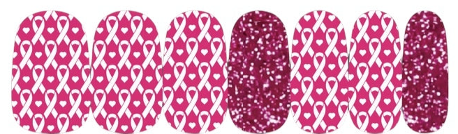 Pink with White Ribbons and Pink Glitter Accent Nail Wraps