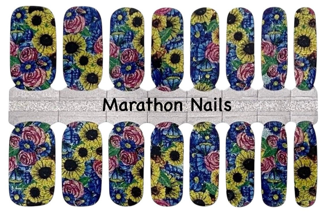 Sparkling Sunflowers Nail Wraps