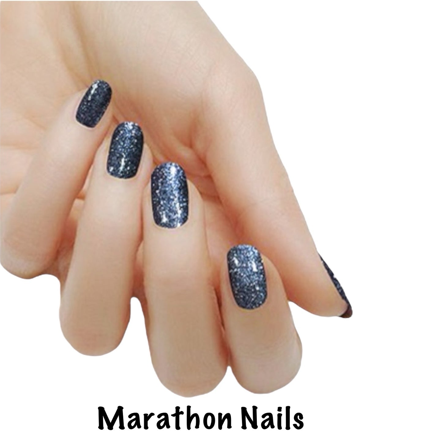 Blue Grey Glitter Lux Nail Wraps