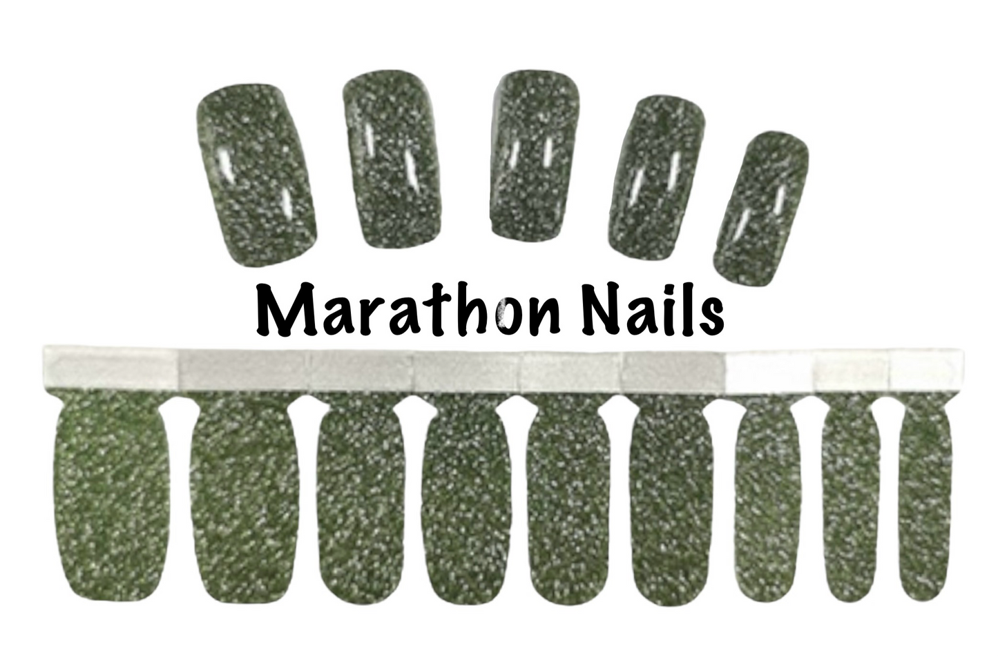 Moss Green Glitter Lux Nail Wraps