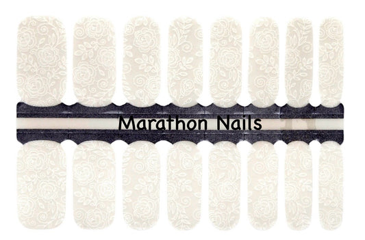 White Rose Overlay Nail Wraps