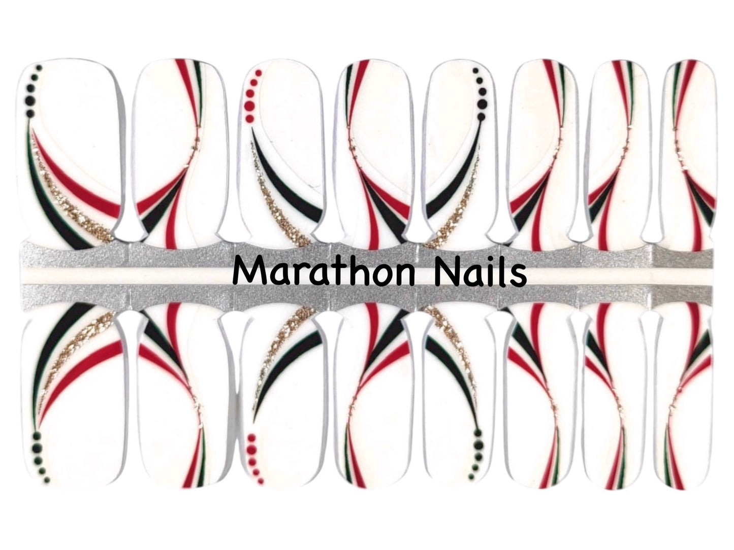 Christmas Ribbon - Partial Overlay Nail Wraps