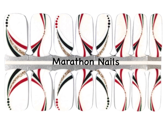 Christmas Ribbon - Partial Overlay Nail Wraps