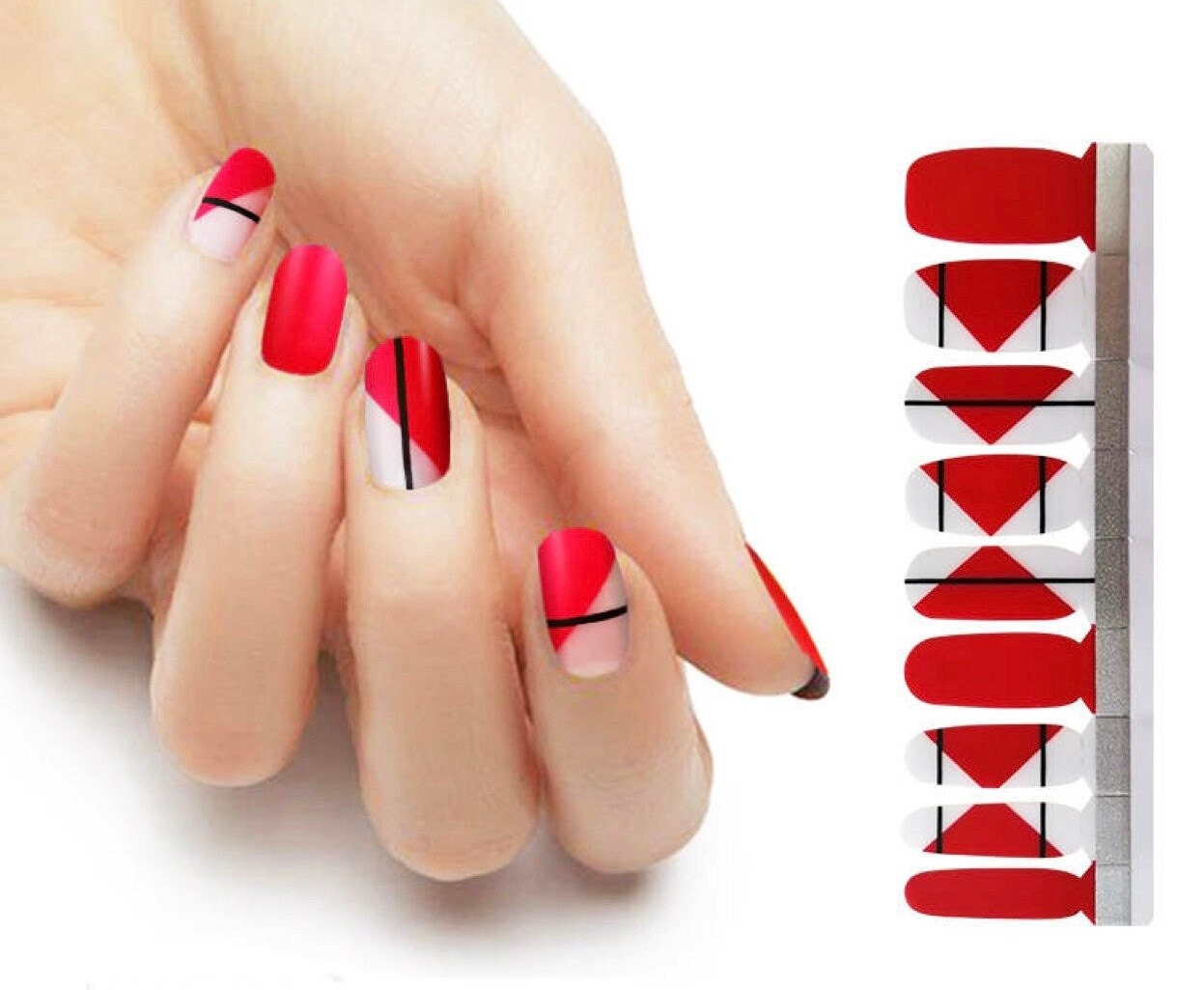 Red Geo Lux Nail Wraps