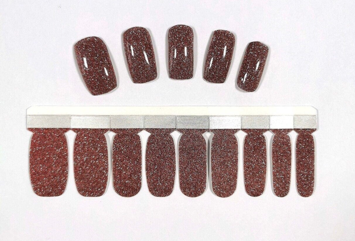 Rose Gold Glitter Lux Nail Wraps