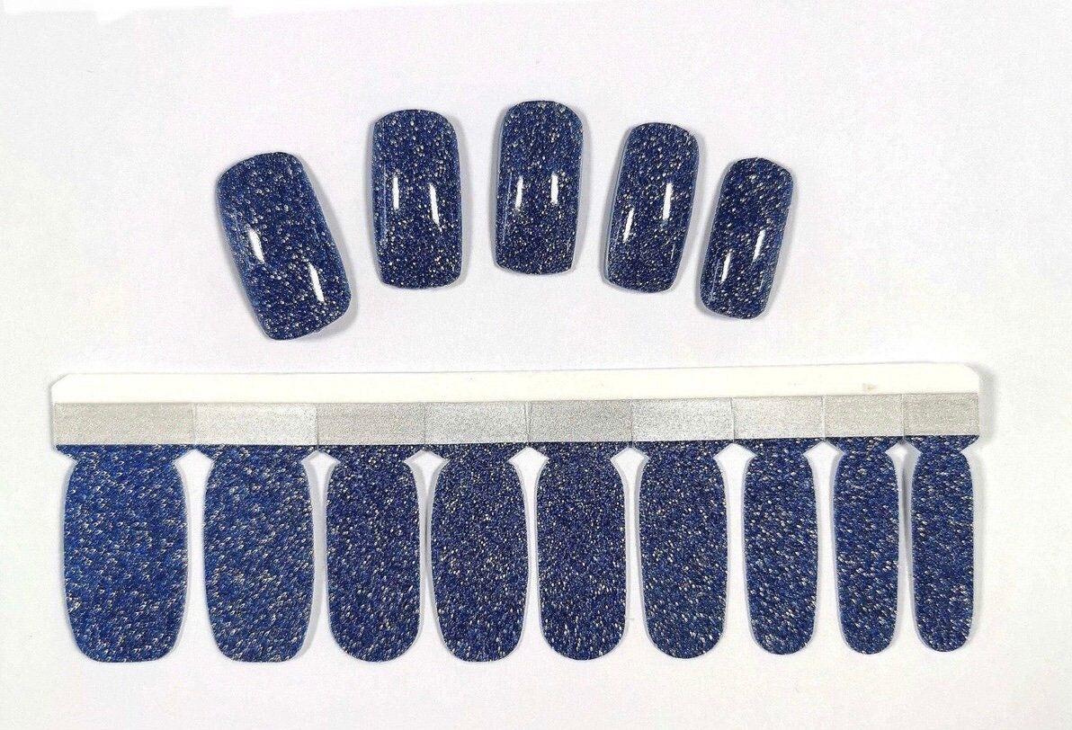 Denim Blue Glitter Lux Nail Wraps