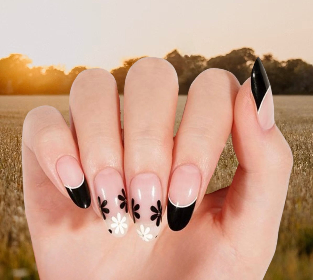 Inked Florals Partial Overlay Nail Wraps