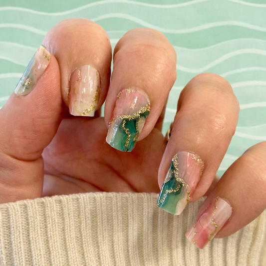 Mango Matcha Swirl Nail Wraps
