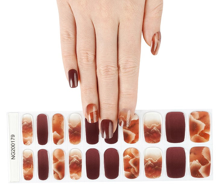 Chocolate Swirl Semi Cured Gel Nail Wraps