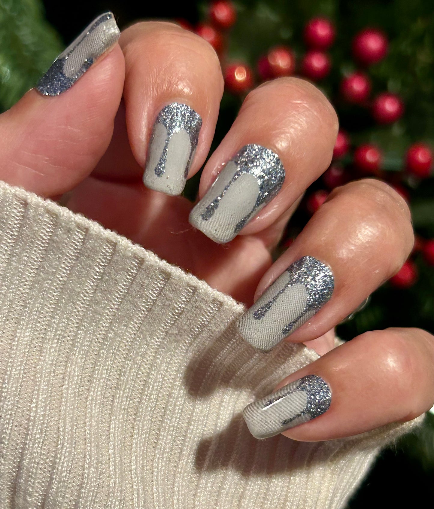 Silver Ice Ombre with Sparkle Exclusive  Nail Wraps
