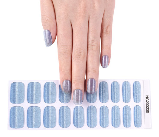 Light Blue Sparkle Semi Cured Gel Nail Wraps