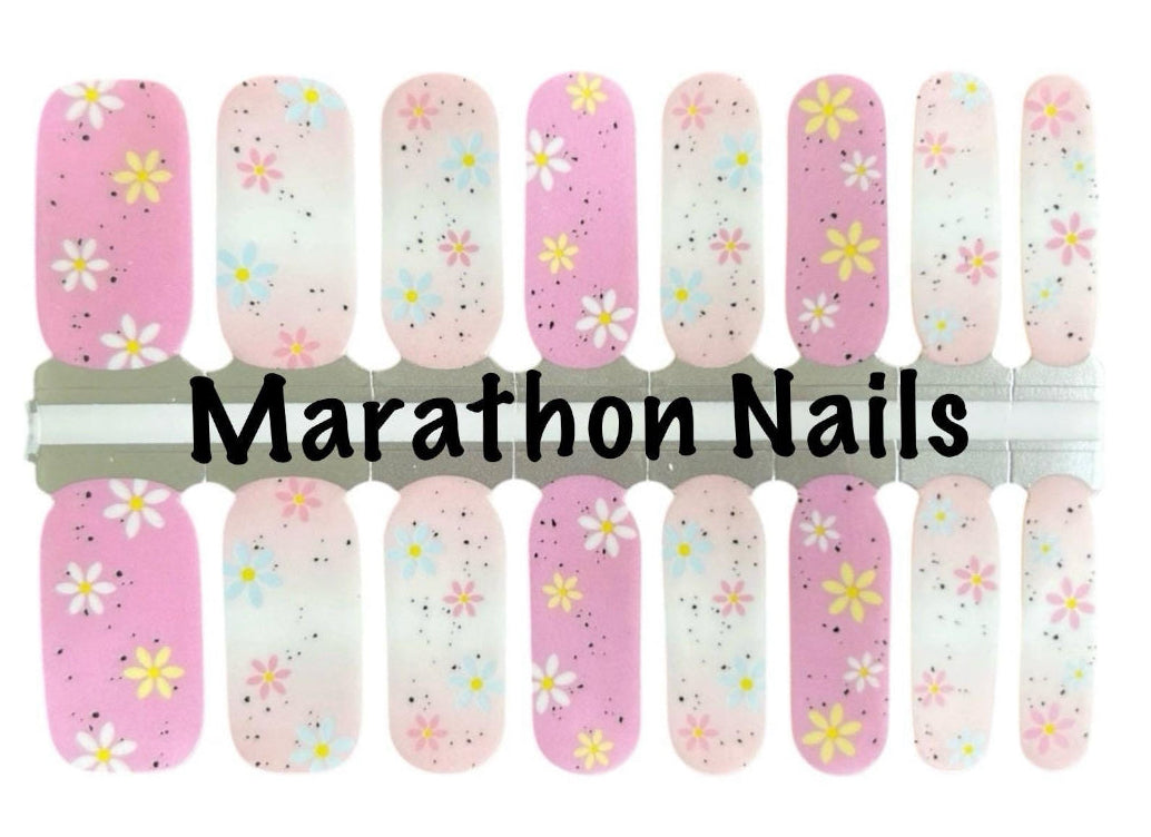 Pink Daisy Ombre Nail Wraps