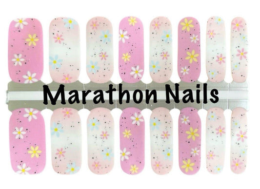 Pink Daisy Ombre Nail Wraps