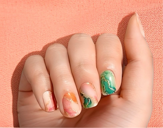 Mango Matcha Swirl Nail Wraps