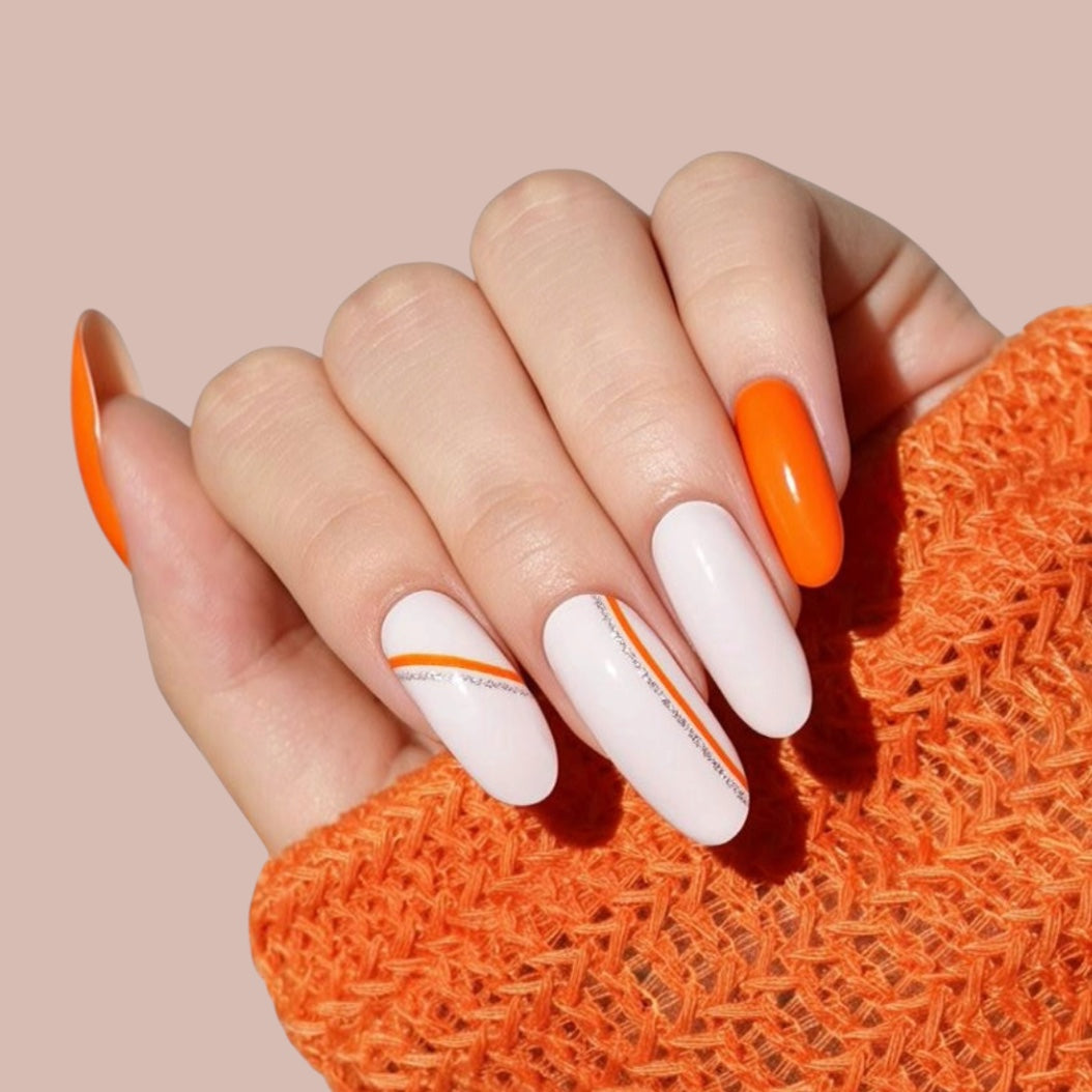 Orange Lines Nail Wraps
