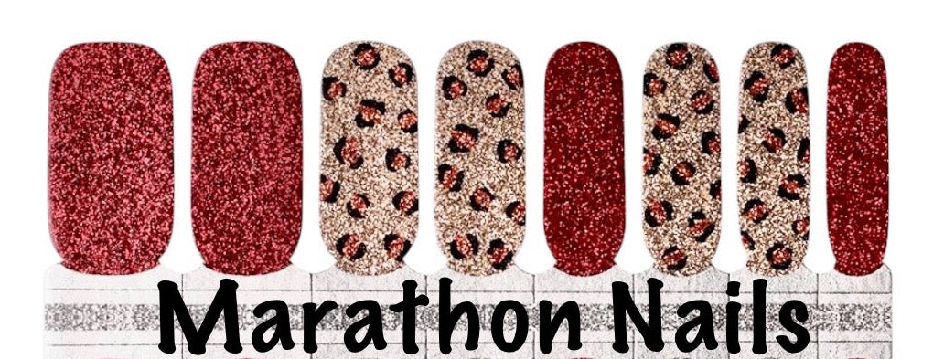 Red Cheetah Sparkle Nail Wraps