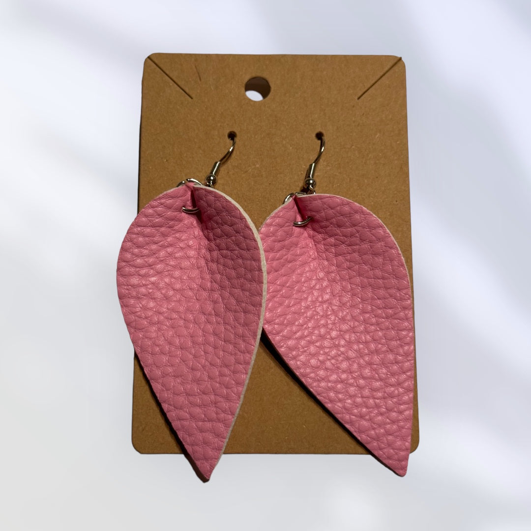 Pink Faux Leather Earrings