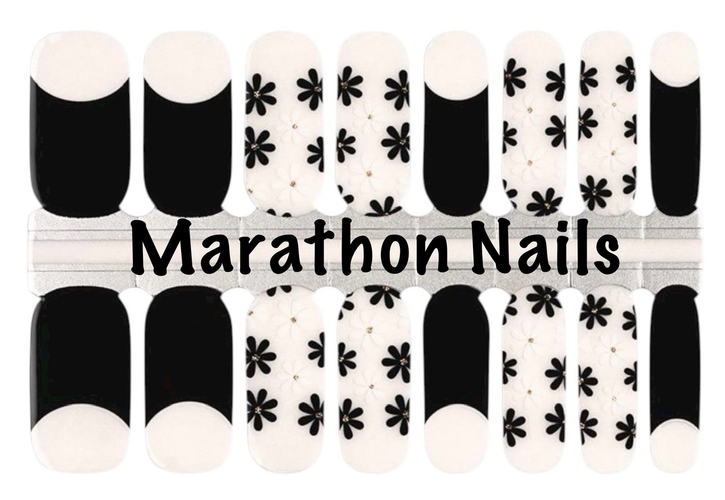 Inked Florals Partial Overlay Nail Wraps