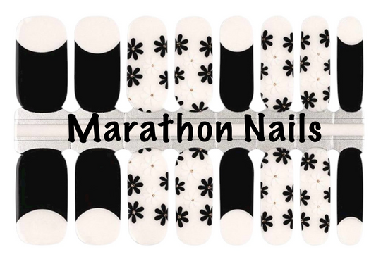 Inked Florals Partial Overlay Nail Wraps