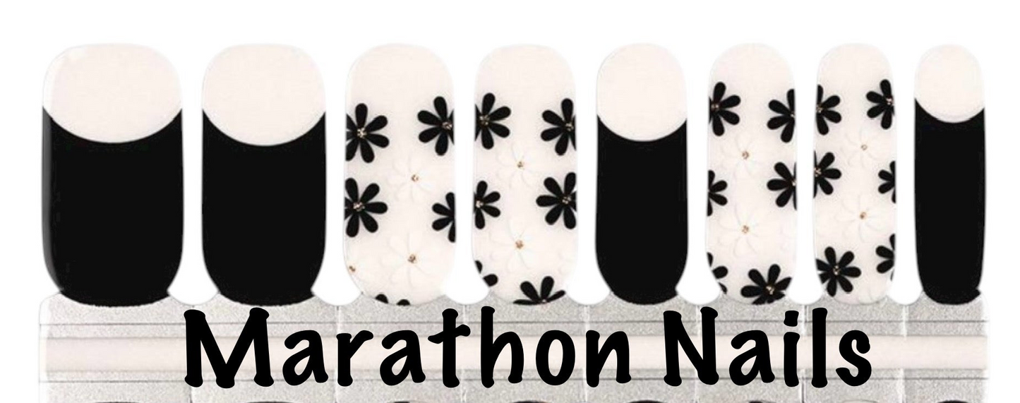 Inked Florals Partial Overlay Nail Wraps