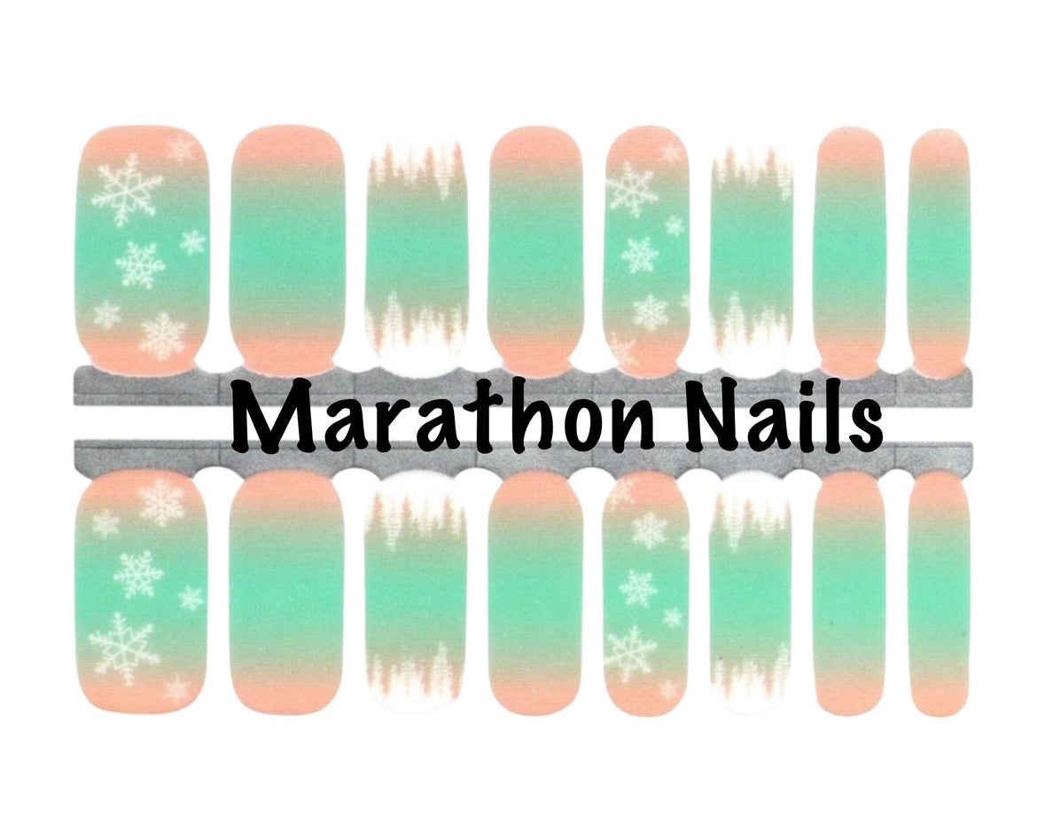 Frosted Mint Snowflakes Nail Wraps