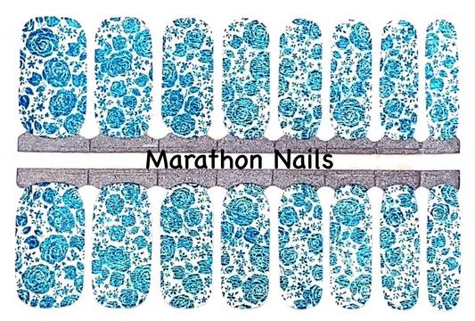 Blue Rose Overlay Nail Wraps