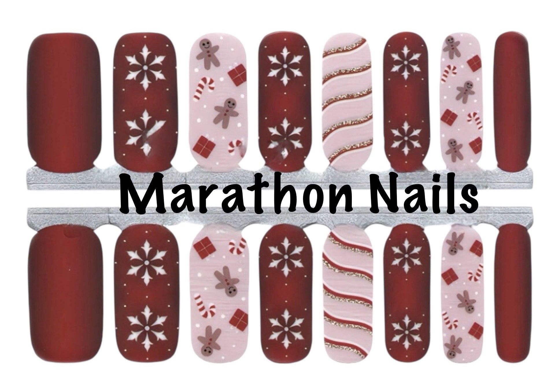 Gingerbread Twirl Christmas Nail Wraps – Marathon Nails