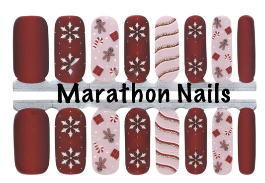 Gingerbread Twirl Christmas Nail Wraps