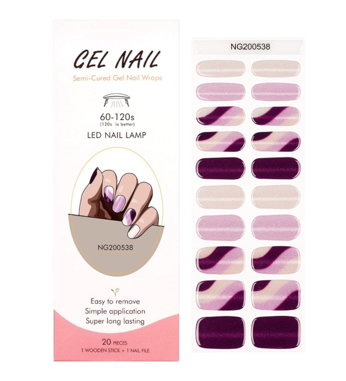 Amethyst Wave Semi Cured Gel Nail Wraps