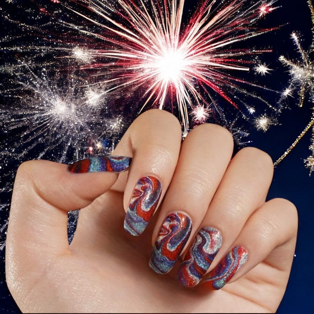 Patriotic Swirl Nail Wraps